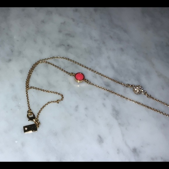 KATE Spade Gold, Coral, White, Rhinestone Necklace - Picture 2 of 7